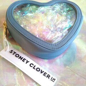 Stoney Clover Lane Heart Pouch Lake House Blue Limited Edition New with Tags